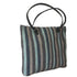 Aqua Striped Wool Tote Leather Handles