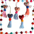 Embroidered Heart Pom Poms With Tassel